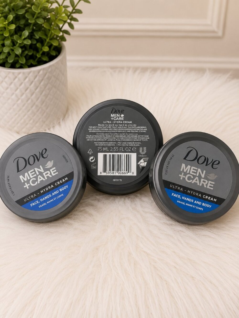 Dove Men+Care Ultra Hydra Cream Face Hands & Body 3-Pack 2.53 oz Each